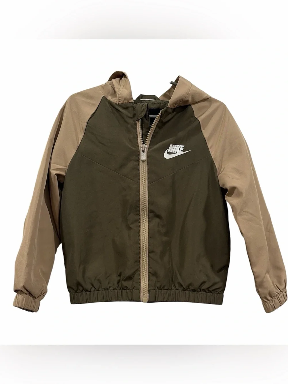 Nike Kids Olive & Tan Hooded Windbreaker